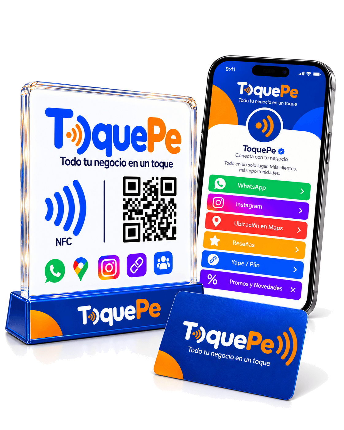 Display, tarjeta NFC y página digital de ToquePe